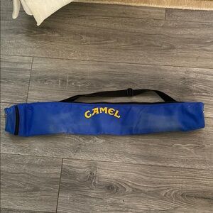 Large vintage blue Camel insulated beer Koosie